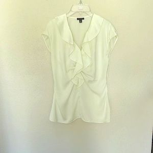 Ann Taylor V-Neck Ruffle Front Blouse